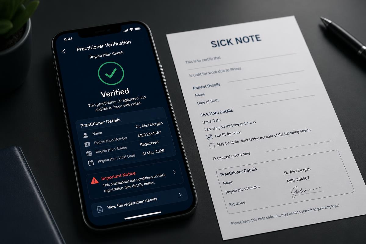 Sick note being verified inside iNRECO