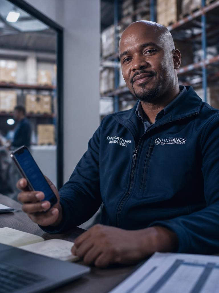 A South African manager using iNRECO on his phone